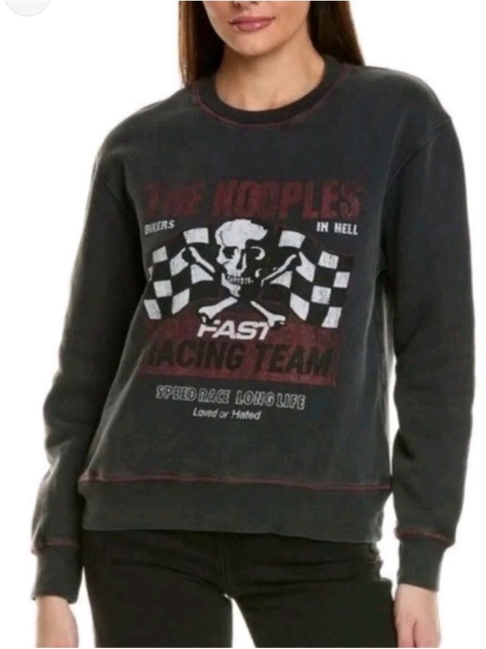 NWT The Kooples Black Crewneck Sweatshirt with Red Print size small